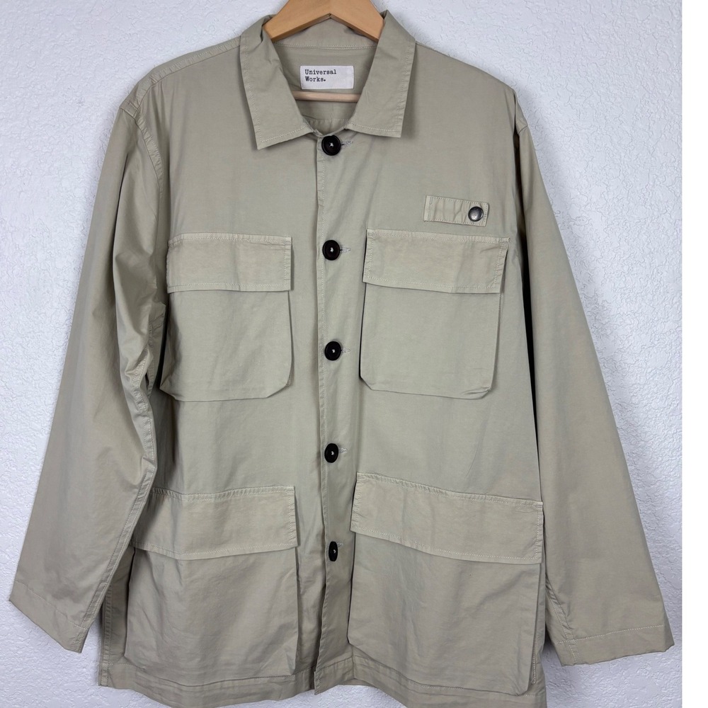 Universal Works Men's Utility Jacket XL Beige Cotton Overshirt Workwear Shacket